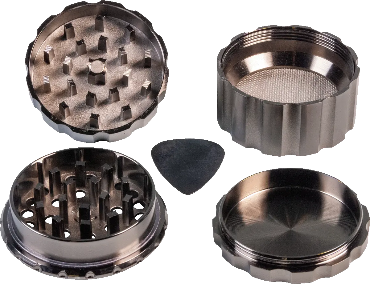 Grinder OCB srebrny Premium 4 części metal sitko do pyłku
