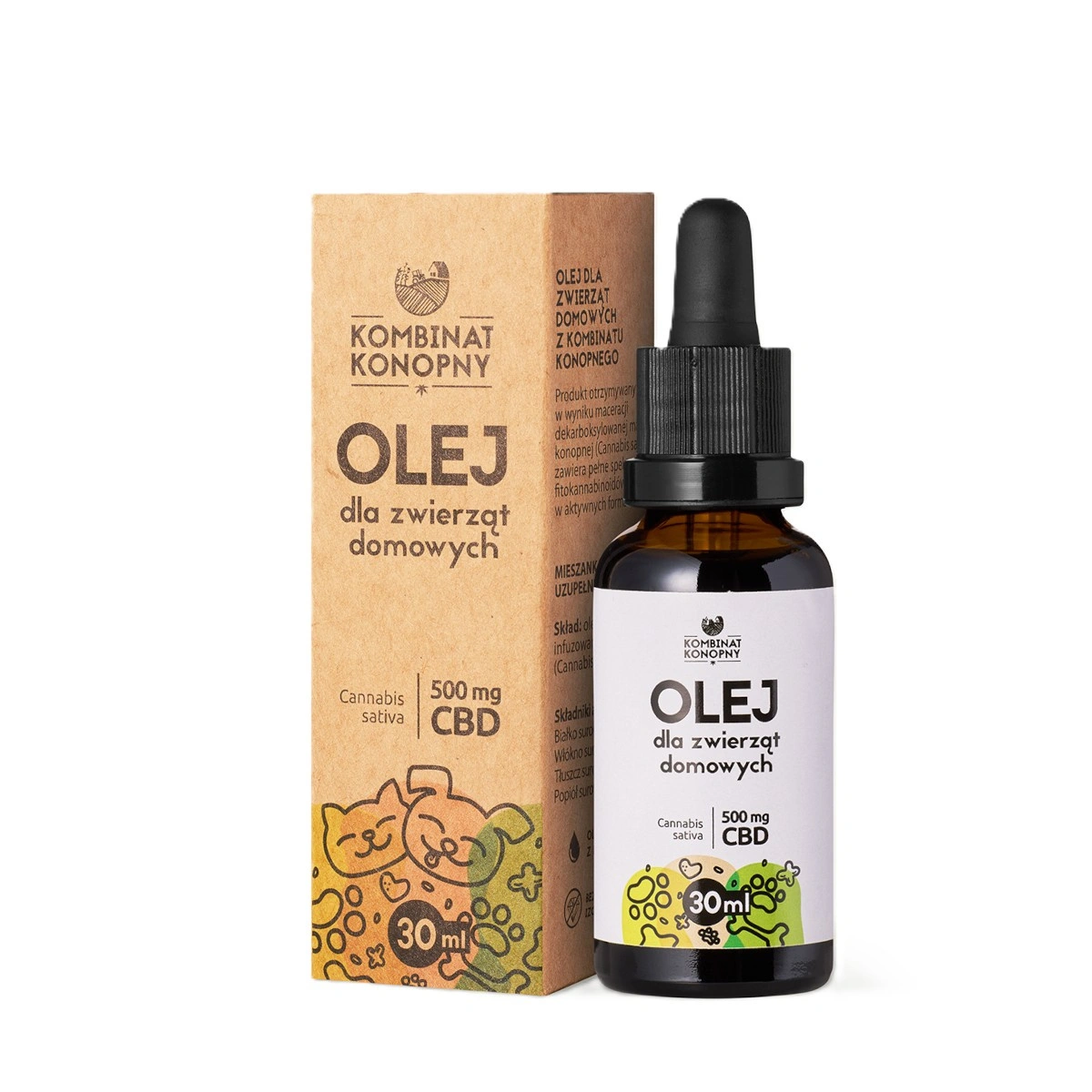 Olej CBD dla zwierząt domowych 500 mg – 30 ml Kombinat Konopny