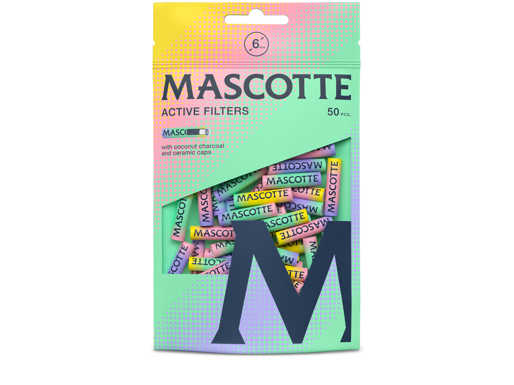 Mascotte filtry z aktywnym węglem 50szt 6mm Tęczowe