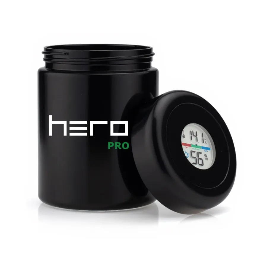 Szklany pojemnik z higrometrem bezzapachowy 250ml HERO PRO