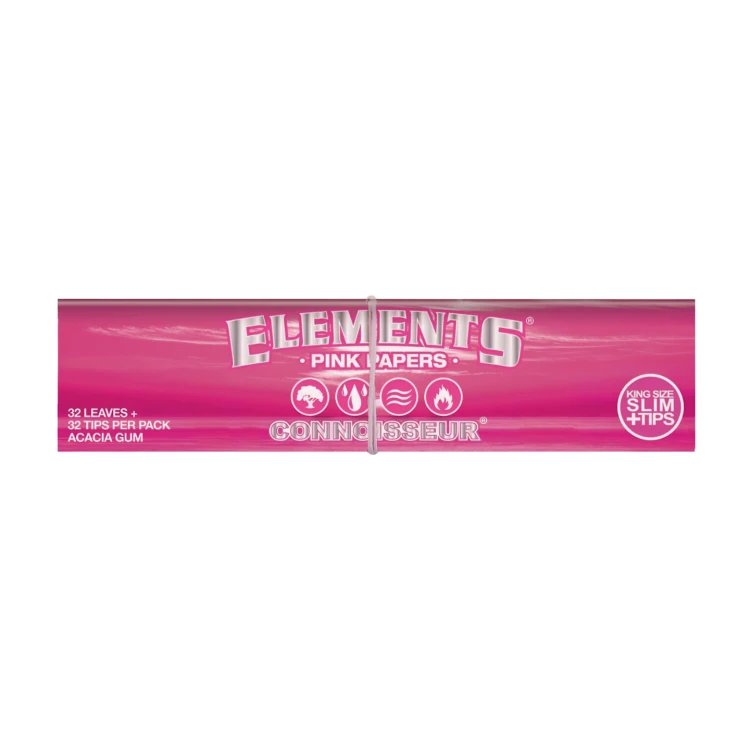 Bibułki Elements RÓŻOWE King Size Slim+Filterki